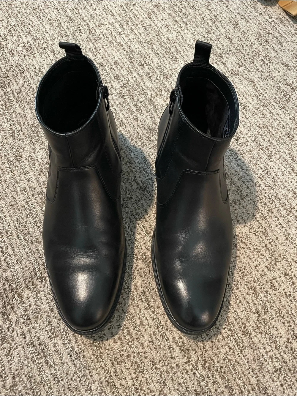 Clarks Steadwell Zip Black Leather Chelsea Ankle Boots, 9.5US